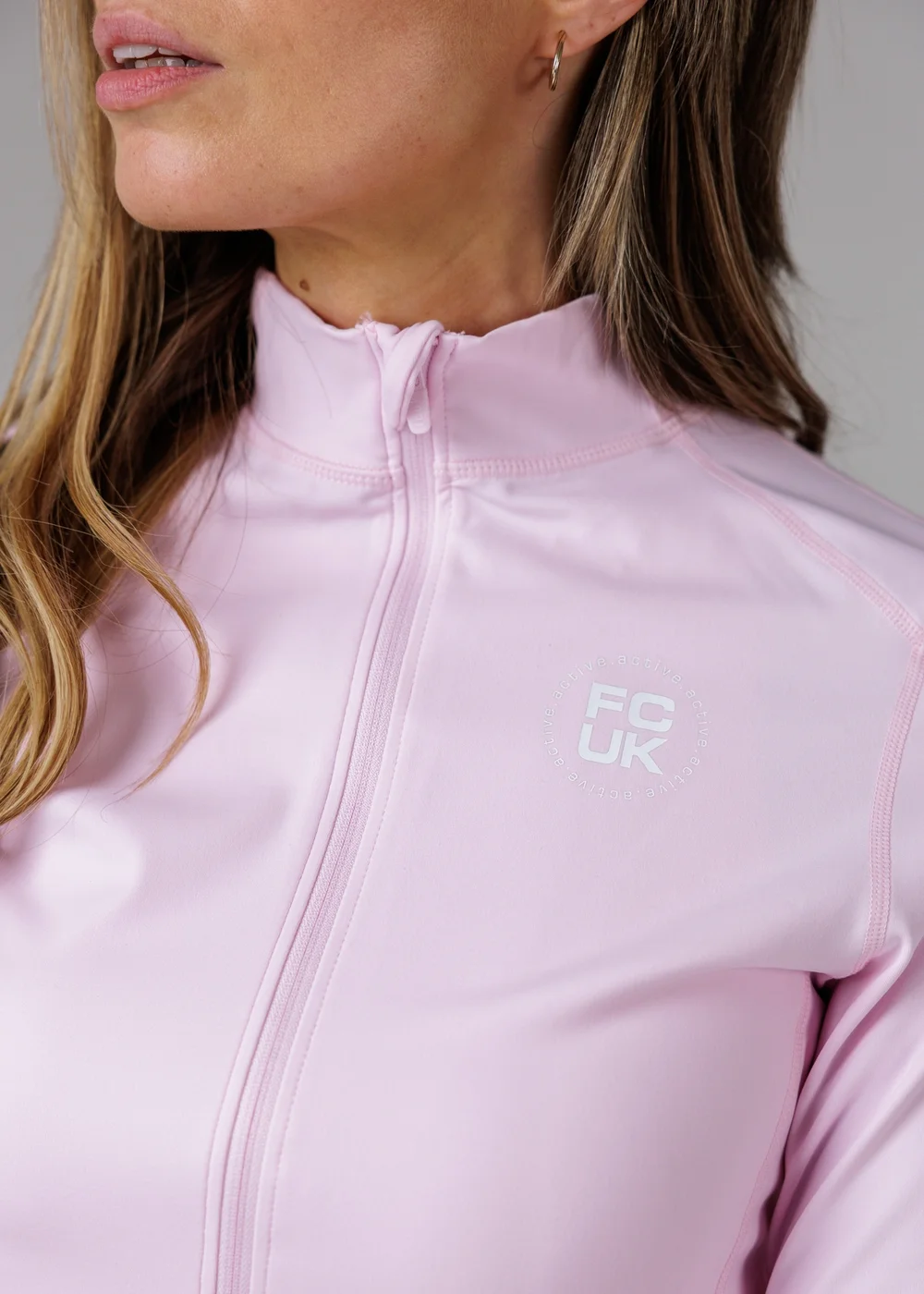 French Connection Pink Zip Up High Neck Slim Fit FCUK Sports Jacket - S Image 3