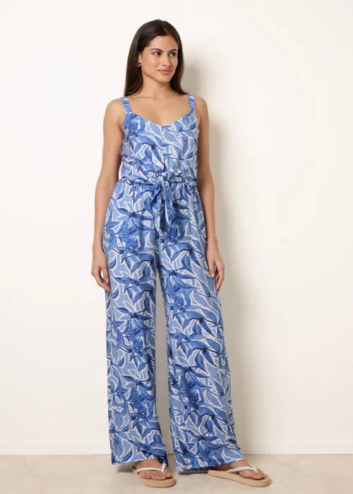 Blue Vanilla Navy Tie Front Jumpsuit - L Image 3