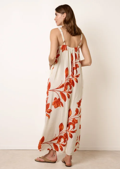 Blue Vanilla Orange Floral Print Wide Leg Jumpsuit - L/XL Image 4