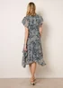 Blue Vanilla Navy Paisley Print Angel Sleeve Asymmetric Midi Dress - 8 Image 4