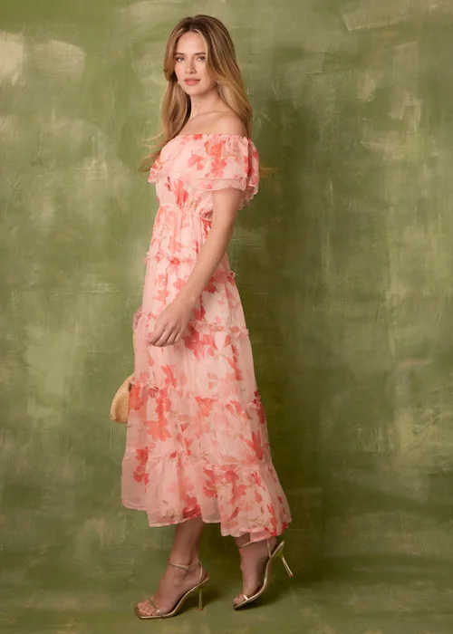 Blue Vanilla Pink Off The Shoulder Maxi Dress - M Image 1