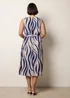 Blue Vanilla Navy Bold Wave Print Belted Dress - M Image 4