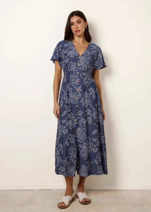 Blue Vanilla Blue Button Front Midi Dress - S Image 1