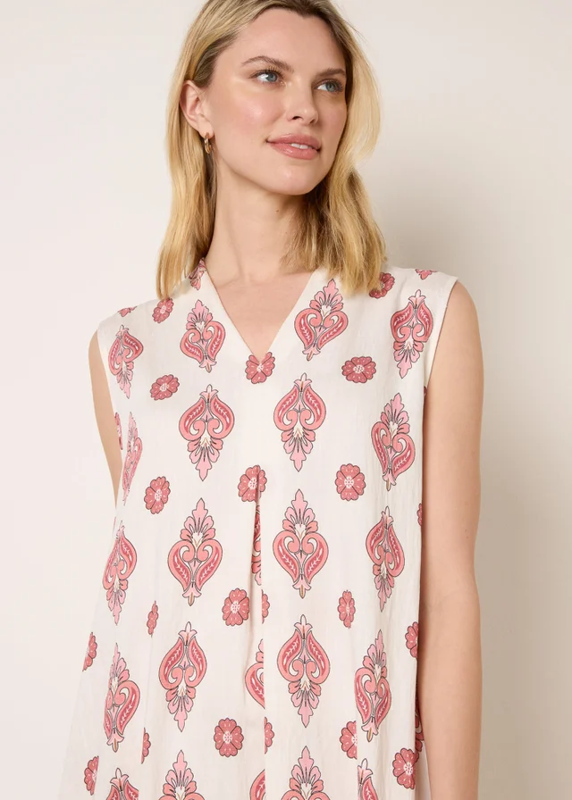 Blue Vanilla Burgundy Floral Print A Line Dress
