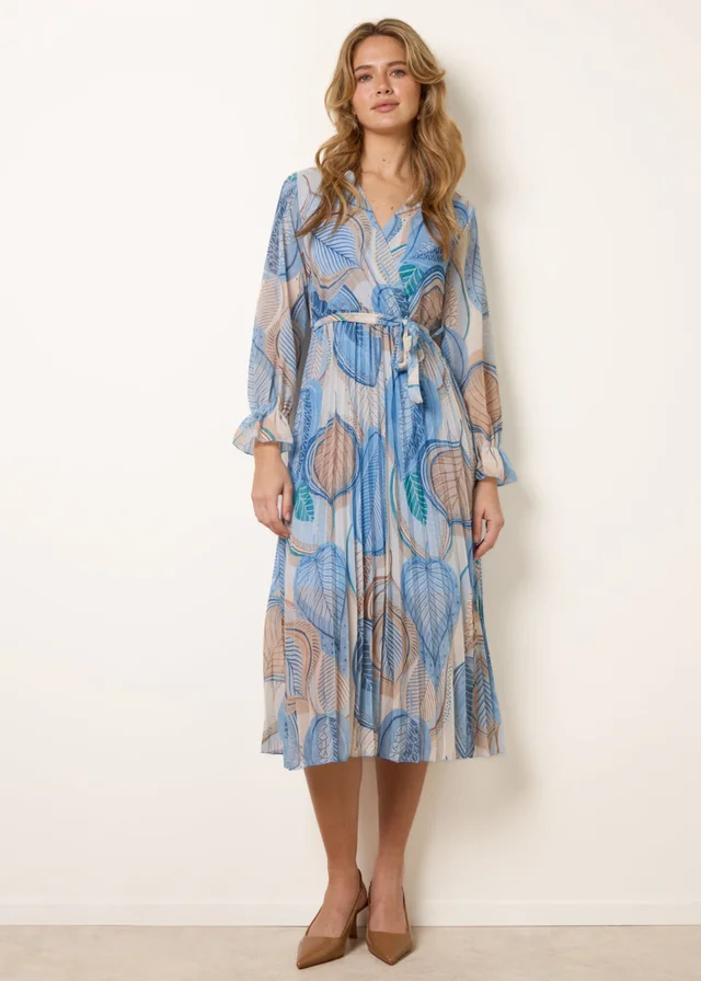 Blue Vanilla Blue Crossover Pleated Dress