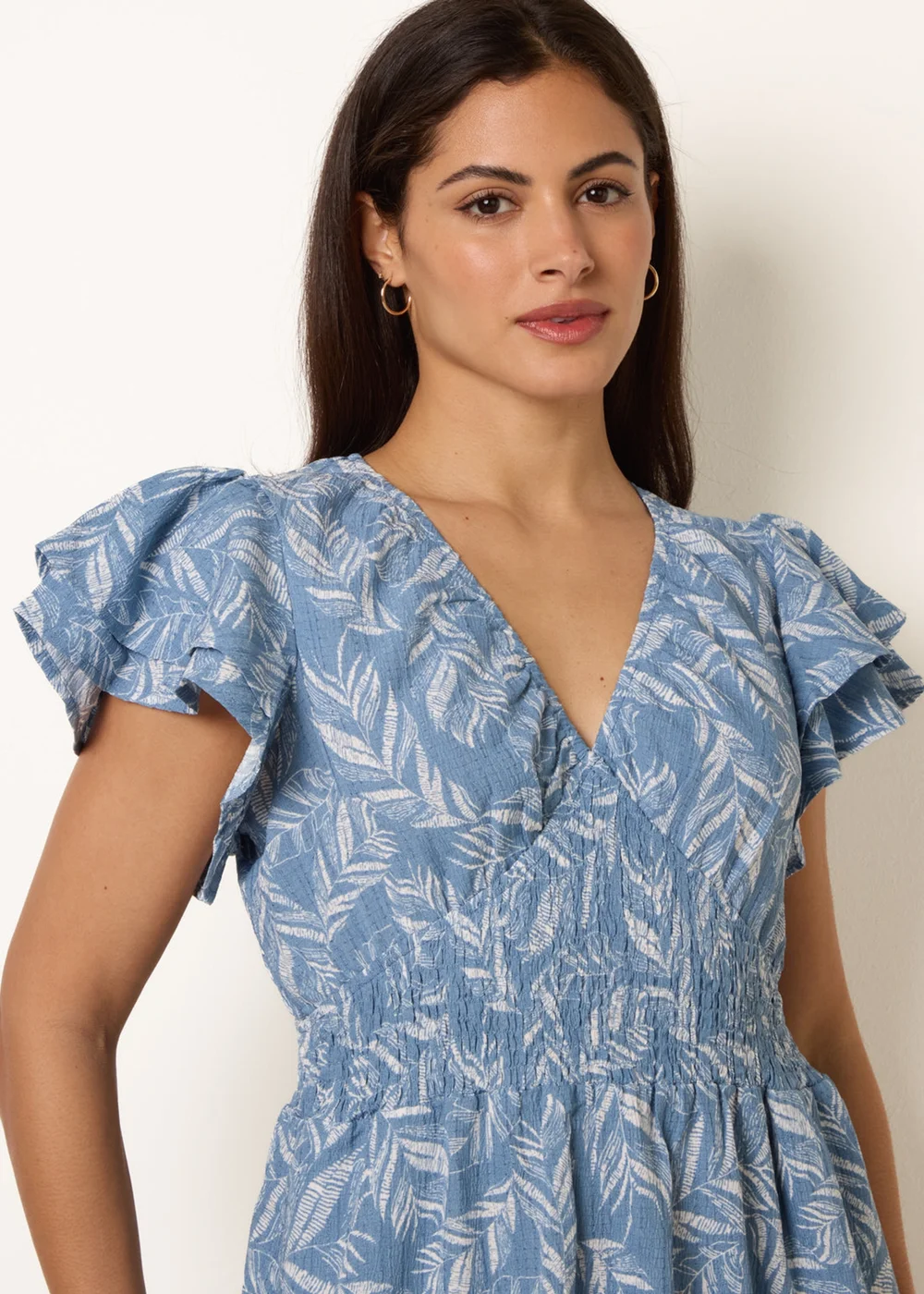 Blue Vanilla Blue V Neck Flutter Midi Dress - XL Image 2