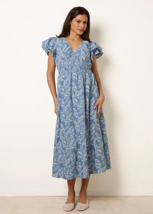 Blue Vanilla Blue V Neck Flutter Midi Dress - XL Image 3
