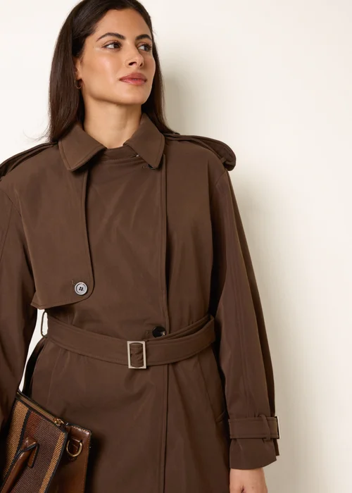 Blue Vanilla Brown Short Trench Coat - M Image 3