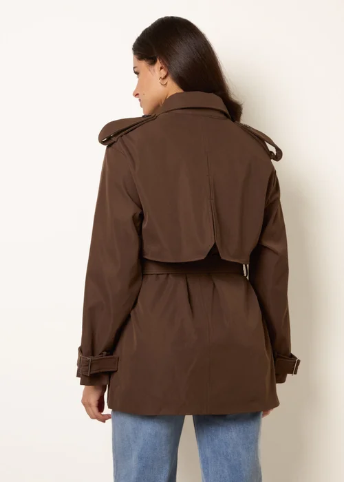 Blue Vanilla Brown Short Trench Coat - M Image 4