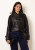 Blue Vanilla Black Double Breasted Leather Look Jacket - M Image 1