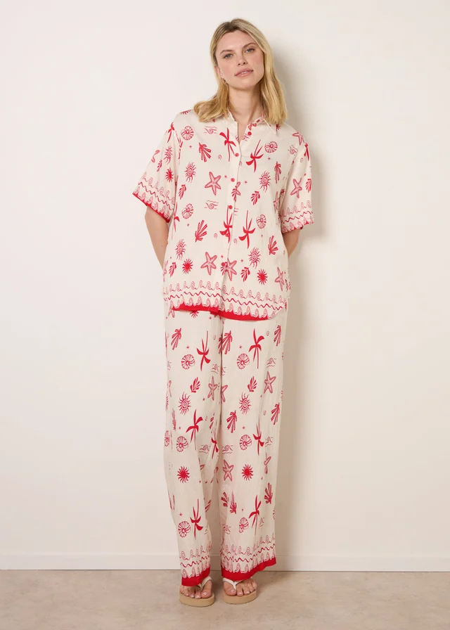 Blue Vanilla Red Co-Ord Set With Marine-Inspired Print
