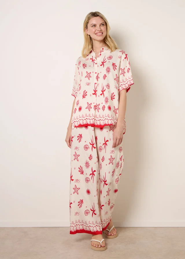 Blue Vanilla Red Co-Ord Set With Marine-Inspired Print