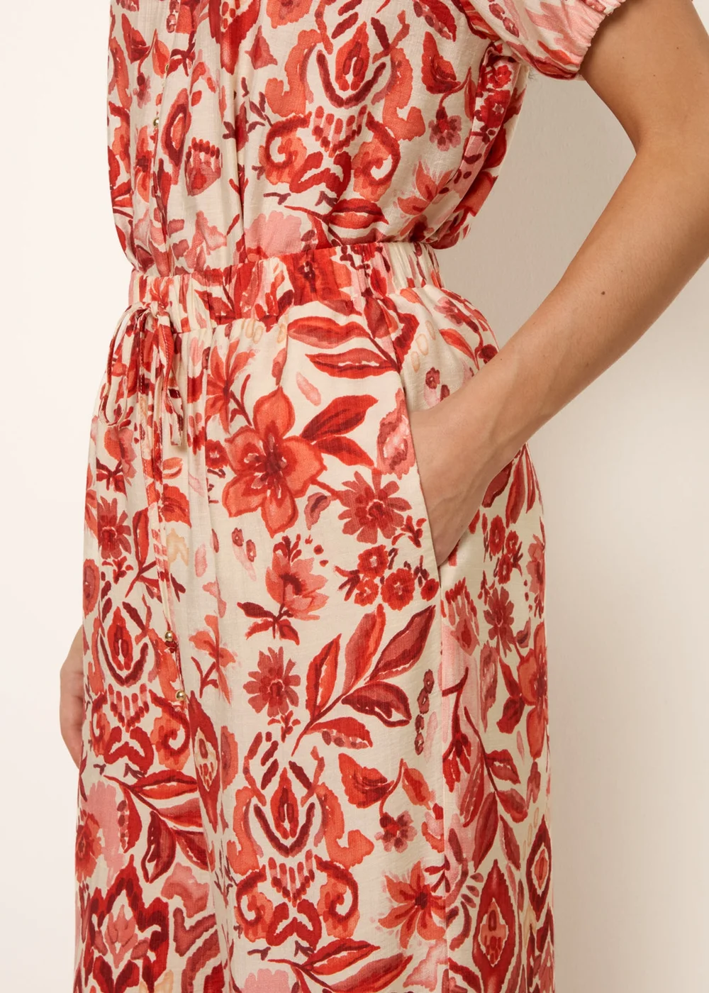 Blue Vanilla Orange Watercolour Floral Printed Wide Leg Trousers - S Image 3