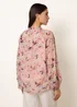 Blue Vanilla Pink Watercolour Floral Printed Tie Front Blouse - L Image 4