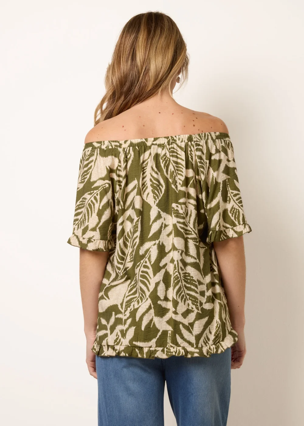 Blue Vanilla Khaki Printed Tie Front Top - S Image 4