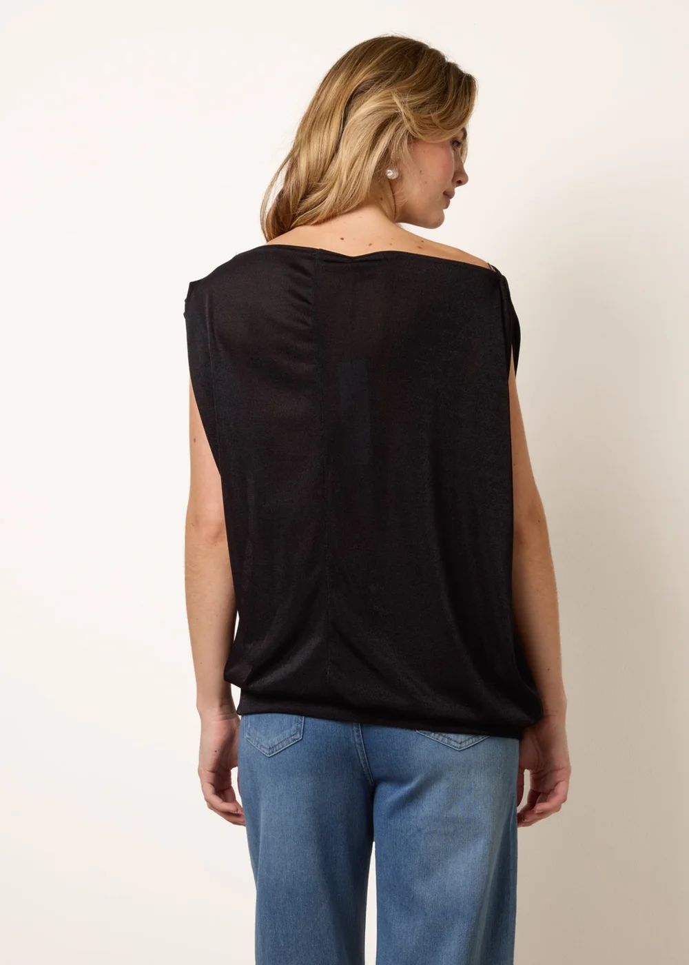 Blue Vanilla Black Deep Band Slinky Oversize Tunic Top - M/L Image 4