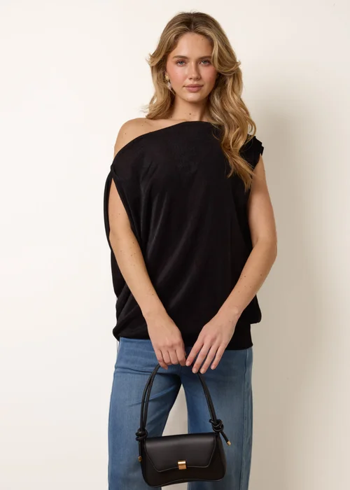 Blue Vanilla Black Deep Band Slinky Oversize Tunic Top - M/L Image 1