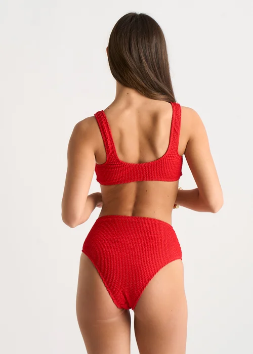 Gini London Red Textured Ring Detail Bikini Top - 12 Image 2