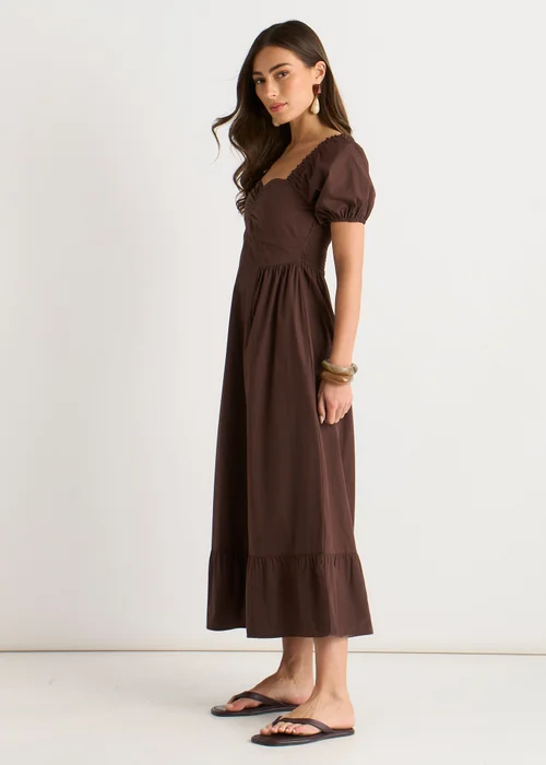 Gini London Brown Gypsy Puff Sleeves Midaxi Dress - 8 Image 3