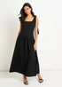 Gini London Black Linen Mix Drop Waist Midi Dress - 10 Image 2
