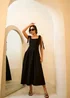 Gini London Black Linen Mix Drop Waist Midi Dress - 10 Image 1