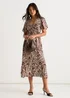 Gini London Chocolate Paisley Print Ruffle Midi Dress - 12 Image 4