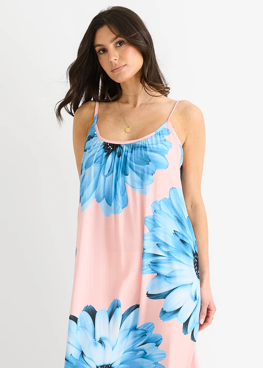 Gini London Blush Strappy Floral Viscose Oversized Dress - M/L Image 3