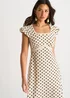 Gini London Cream Cotton Spot Print Lace Trim Midi Dress - 10 Image 3