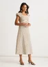 Gini London Cream Cotton Spot Print Lace Trim Midi Dress - 10 Image 4