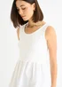 Gini London White Cotton Rib Top Skater Mini Dress - L/XL Image 3