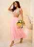 Gini London Pink Viscose Tiered Skater Maxi Skirt - 8 Image 2