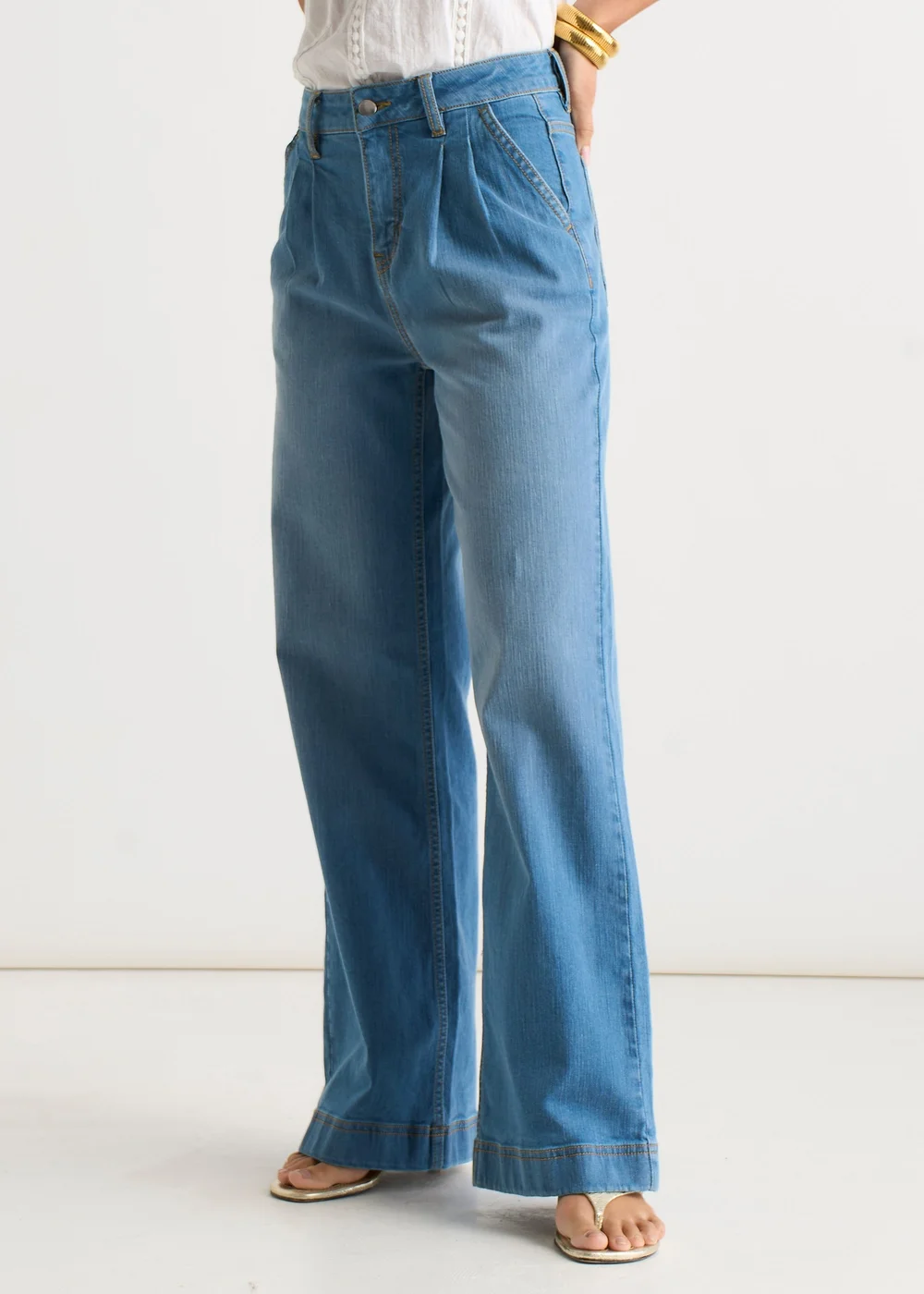 Gini London Blue Pleat Wide Leg Jean - 16 Image 4