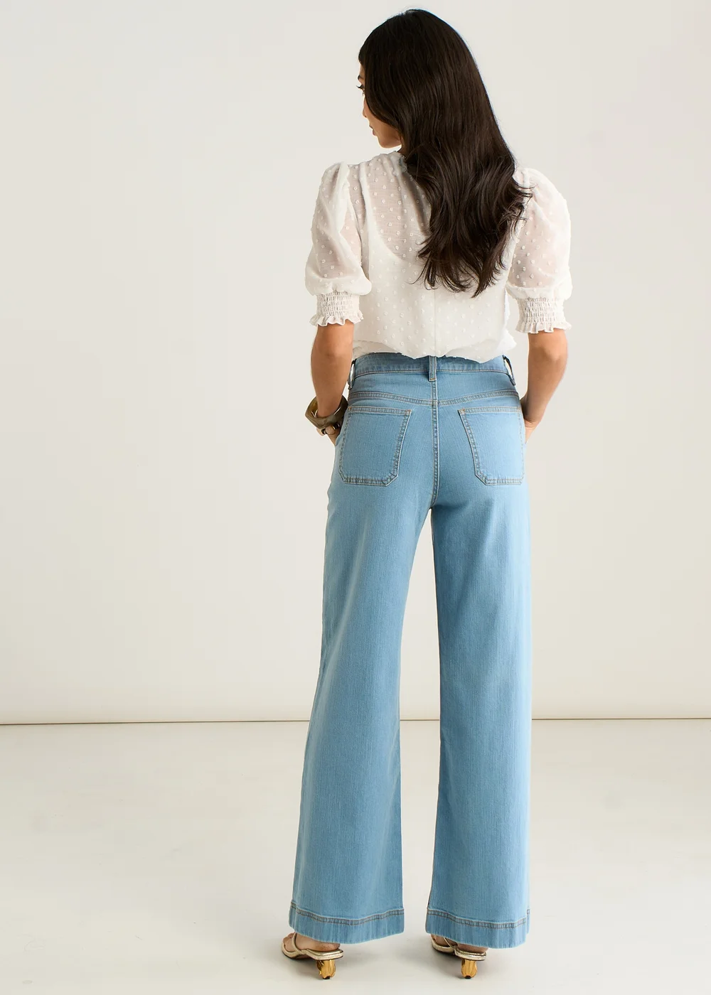 Gini London Light Blue Pleat Wide Leg Jean - 16 Image 2