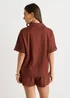 Gini London Chocolate Linen Mix Oversized Button Through Shirt - 10 Image 3