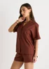 Gini London Chocolate Linen Mix Oversized Button Through Shirt - 10 Image 5