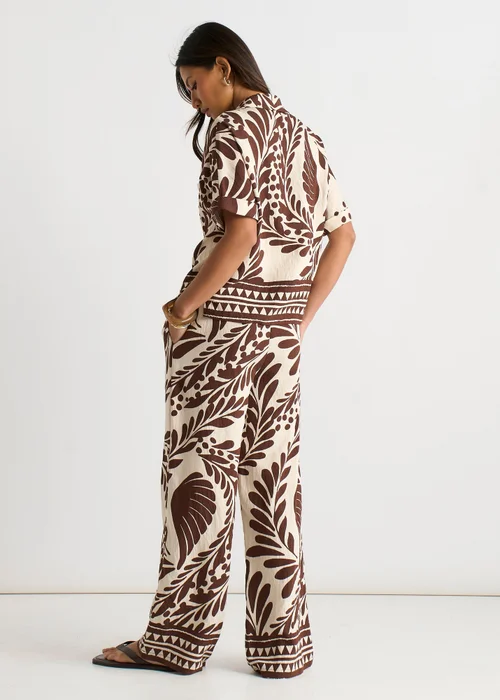 Gini London Chocolate Border Print Resort Shirt - 10 Image 2