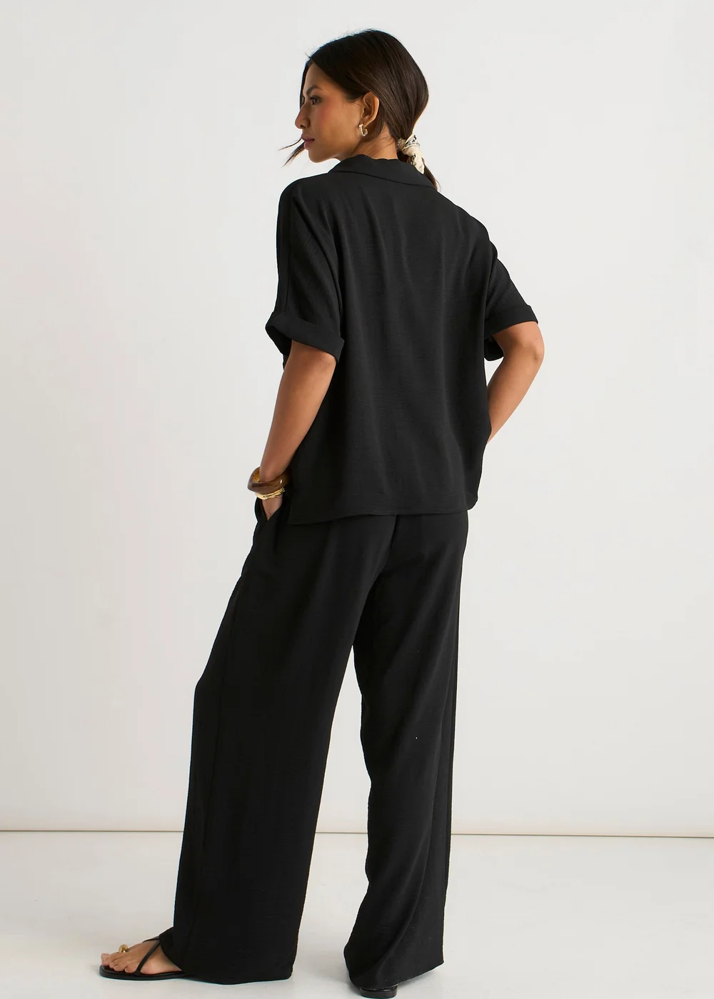 Gini London Black Air Flow Oversized Shirt Top - S/M Image 3