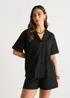 Gini London Black Linen Mix Oversized Button Through Shirt - 16 Image 3