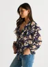 Gini London Navy Floral Ruffle Front Blouse - 14 Image 4