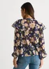 Gini London Navy Floral Ruffle Front Blouse - 14 Image 2