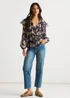 Gini London Navy Floral Ruffle Front Blouse - 14 Image 1