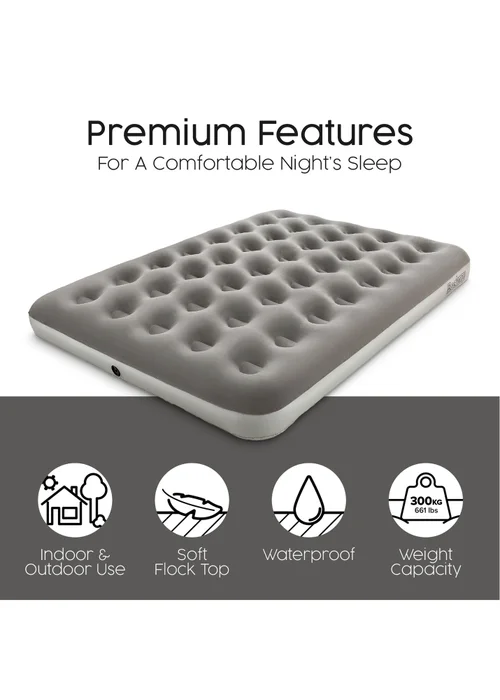 Bestway Premium Flocked Double Airbed With Cordless Battery Pump - One Size Image 3
