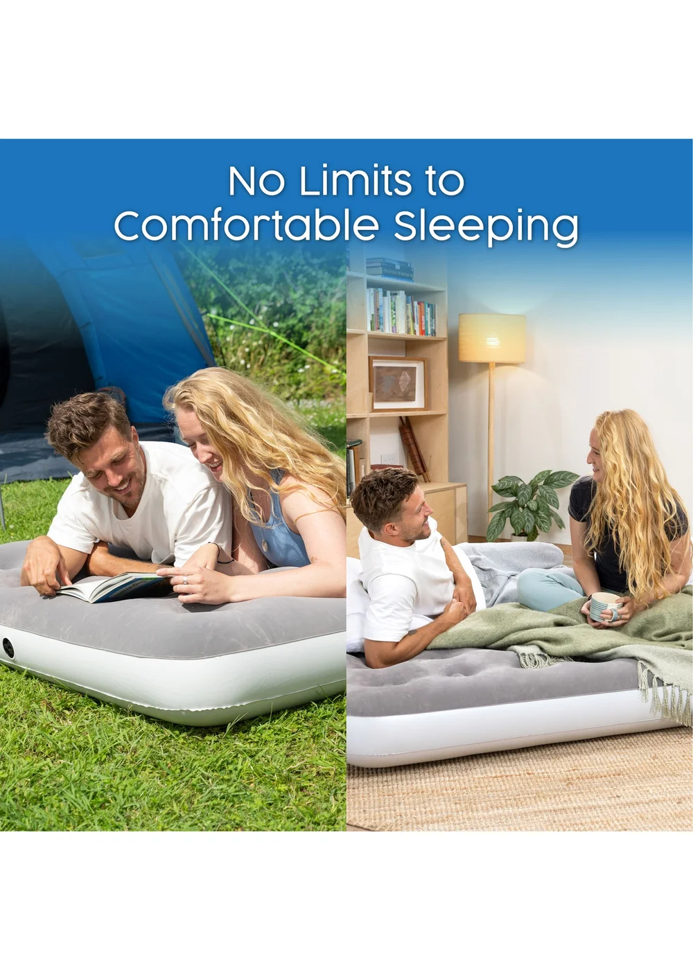 Bestway Premium Flocked Double Airbed With Cordless Battery Pump - One Size Image 1