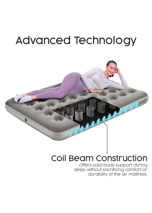Bestway Premium Flocked Double Airbed With Cordless Battery Pump - One Size Image 5
