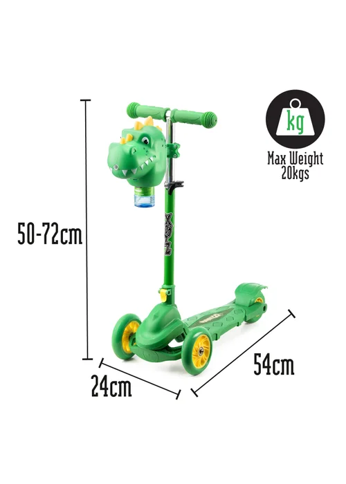 Xootz Dinosaur Bubble Go Tri-Scooter - One Size Image 6