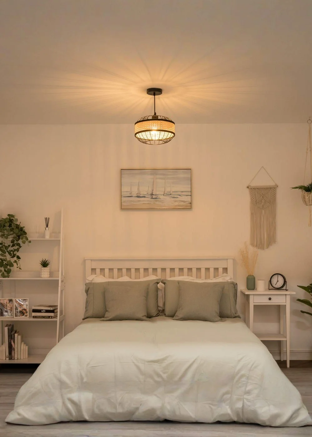 ValueLights Vimet Black Wire Pendant Shade with Wicker Band - One Size Image 3