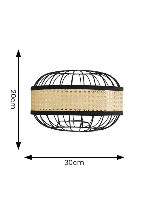 ValueLights Vimet Black Wire Pendant Shade with Wicker Band - One Size Image 5