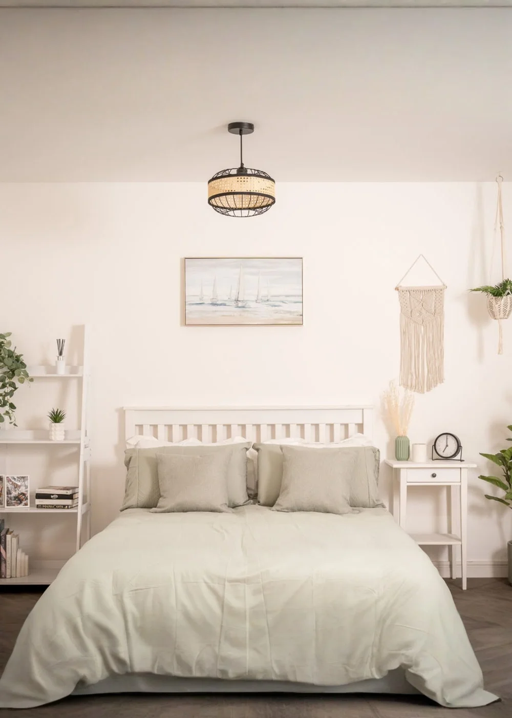 ValueLights Vimet Black Wire Pendant Shade with Wicker Band - One Size Image 2