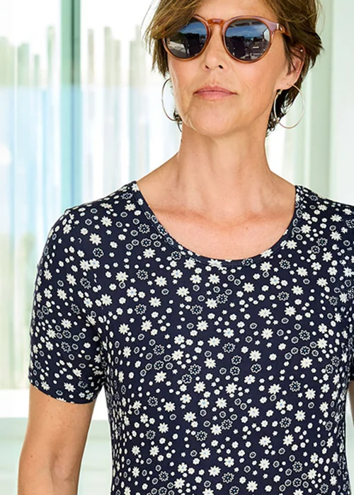 Cotton Traders Navy Printed Jersey Maxi Dress - 18 Image 3