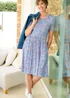 Cotton Traders Pearl Blue Printed Jersey Knee Length Dress - 18 Image 1